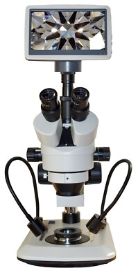 Diamond Gemstone Gemology Darkfield Tweezer Stereo Microscope 7-100x 2MP 7'' LCD