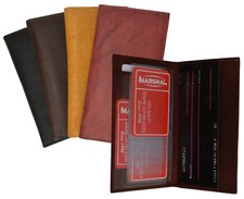 Genuine Leather Checkbook Cover Holder Thin Unisex Long Clutch Wallet Plain/Croc