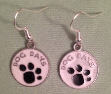 DOG DAYS  PAW PRINT EARRINGS - Enamel w/Sterling Silver Ear Wires or GP CAT