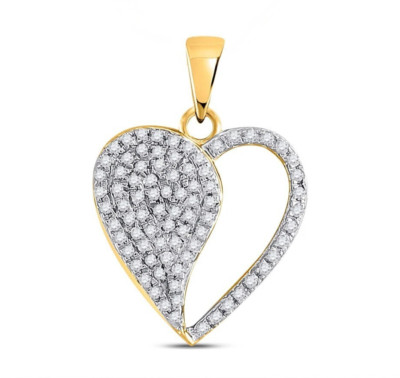 0.30cttw Diamond Heart Charm Pendant 10k Yellow Gold