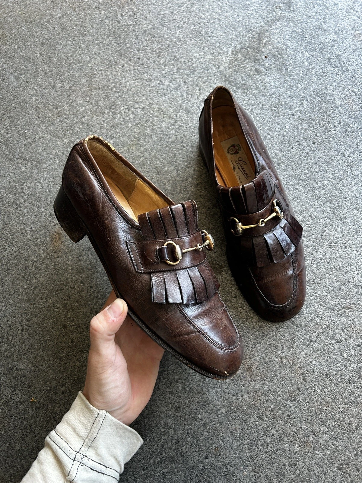 Mocassins vintage Gucci Horsebit marron homme 8 chaussures habillées en cuir