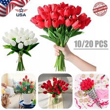 20pcs Artificial Red Tulips Silk Fake Flowers Wedding Bouquet Valentine's Gifts