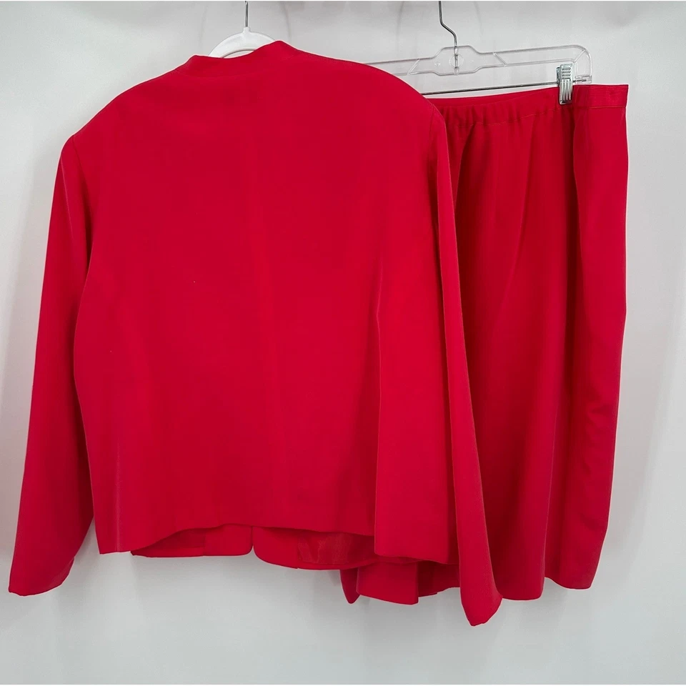 Shomi Womens Silk Skirt Suit Size 22 Coral Old Money Elegant Minimalist Career - Image 2 of 4