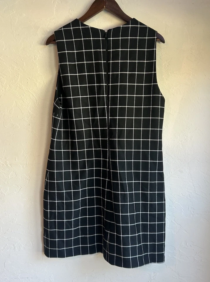Mini Vestido Alice + Olivia Coley Negro Cuadros 14 Preppy Academia Lujo Clásico Foto 2 de 4