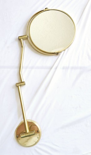 Vintage Brass Gold Extendable Wall Table Mount Makeup Mirror Two Sided 24x10in - Picture 2 of 10