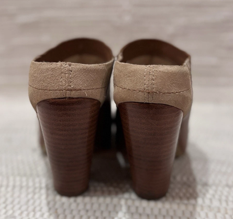 Miss Albright Clogs Specialty Platform Camel & Cream Leather Size 6 Shoes - Image 4 of 4