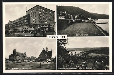 Postcard Food, Post Office, Train Station & Trading Court 