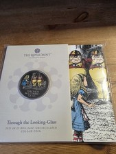 2021 Royal Mint Alice in Wonderland £5 Colour BU Coin Through the Looking Glass