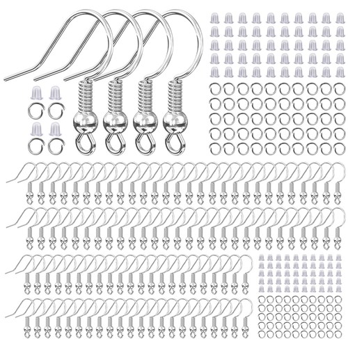 925 Sterling Silver Plated Earring Hooks for Jewelry Making, 300 Pcs