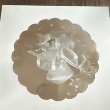 White Handmade Floral Wedding Bow with Fabric and Plastic Flowers