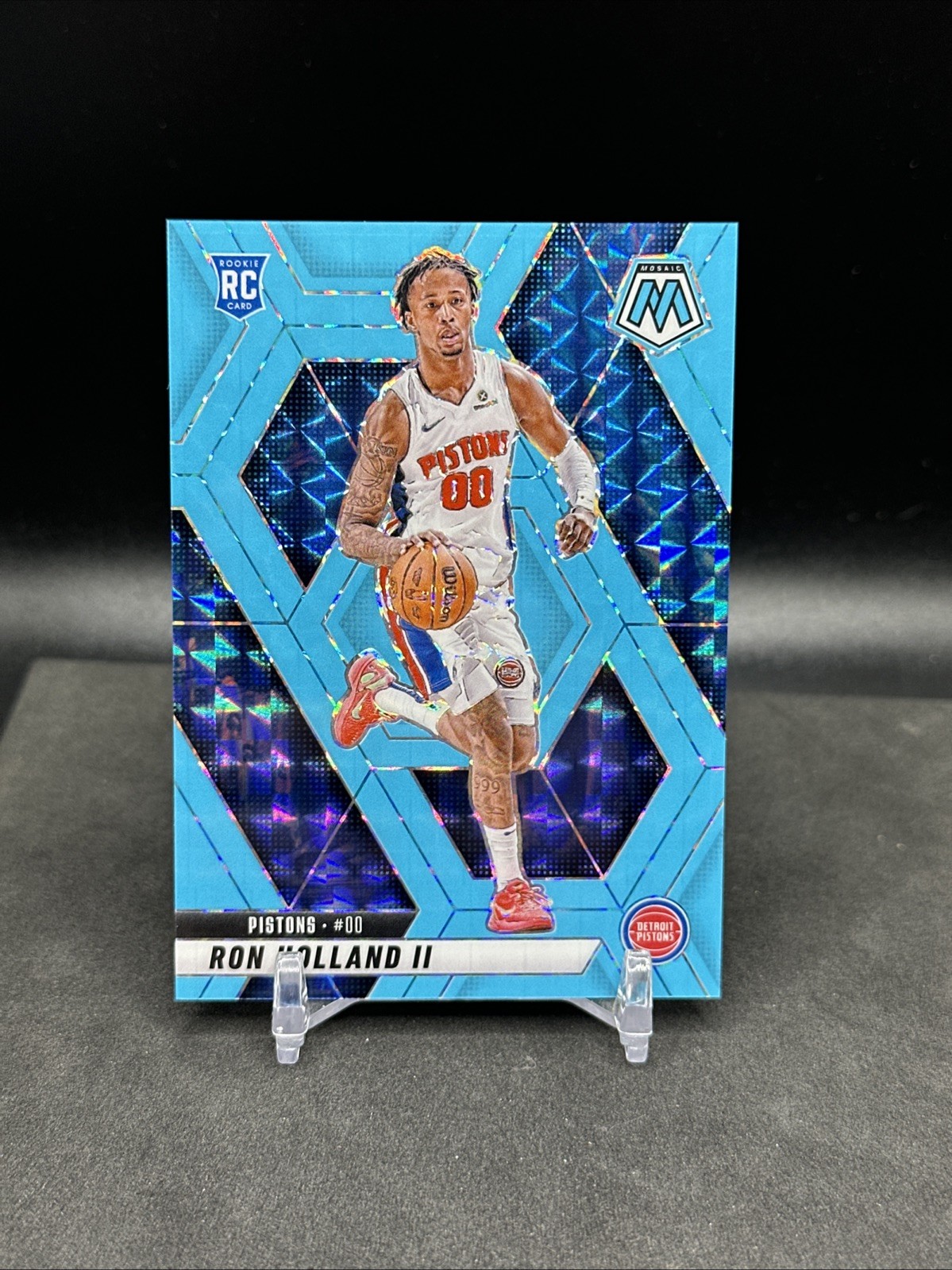 2024-25 Panini Mosaic #219 Ron Holland II Blue Fluorescent Mosaic #/75