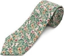Cotton Floral Ties for Men 2.76" Men's Skinny Tie Linen Flower Mint Breeze