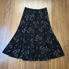 Vintage Y2K Midi Skirt Small Black Purple Flare Paisley Fairy Grunge Whimsigoth
