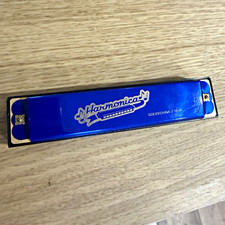 Blue Chromatic Harmonica Key of C Metal Chrome Finish Round Hole Case SDE03