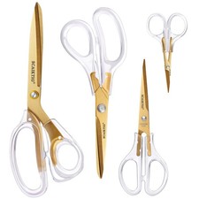 Acrylic Scissors Set, Office Scissors for Desk Gold, Clear Comfort-Grip Handl...