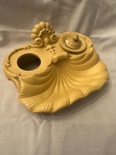 alte Keramik Petschaft Rokoko Stil 19. Jhd. Schreibschale Tintenfass unvollst.