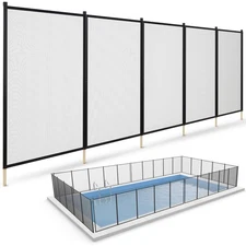 Removable Mesh Pool Fence - Black 15 Foot by 4 Foot Fence Panels – Pre-Assemb...