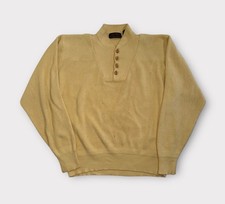 Vintage Eddie Bauer Henley Sweater Mens Large Tall Yellow 100 Cotton 90s