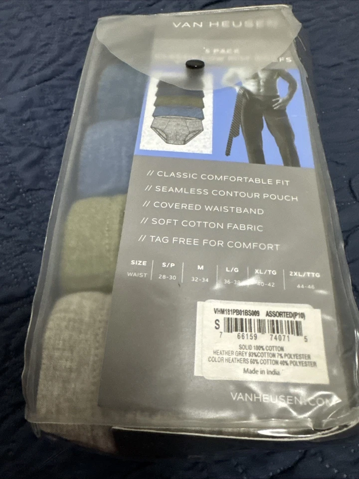 Paquete de 5 calzoncillos clásicos de tiro bajo Van Heusen para hombre de algodón talla S 28-30 nuevos con caja Foto 2 de 4