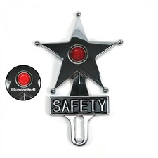 Hot Rod Jewel Safety Star Chromed License Plate Topper Red Led Illumination