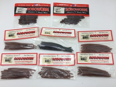 8 Pks ROBOWORM Fishing Lure Bait Plastics,Ned Worm,Straight Tail,Salt,NEW,FB22