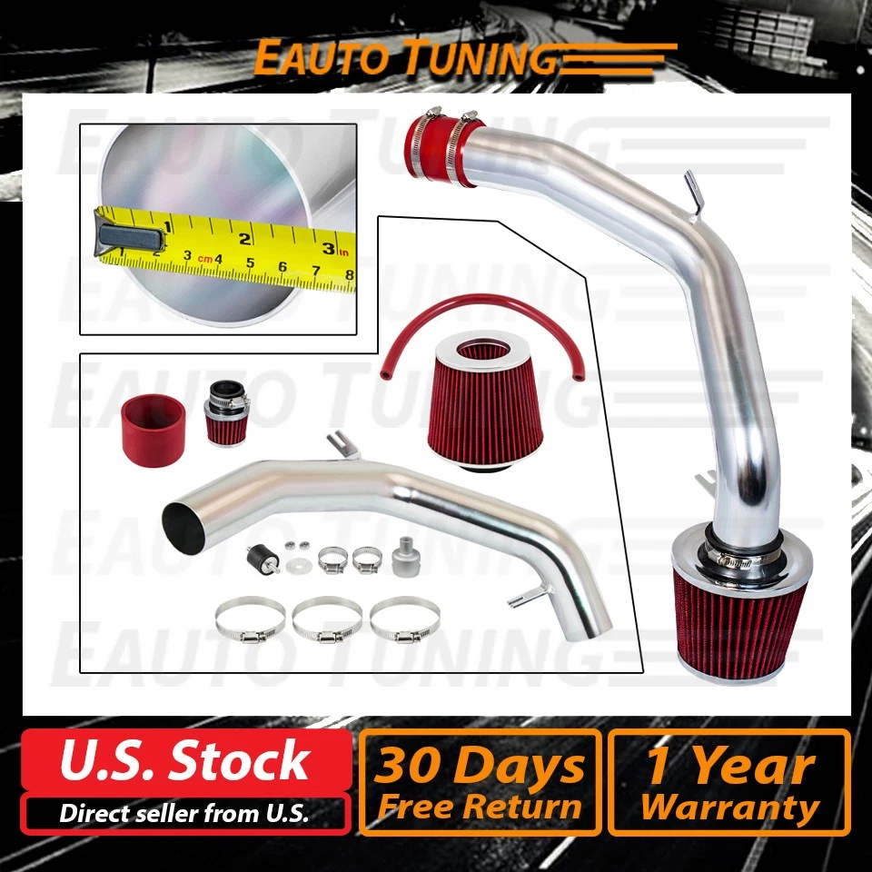 Kit de admisión de aire frío + filtro ROJO para 99-05 VW Golf Jetta MK4 1.8T 2.0L Foto 2 de 4