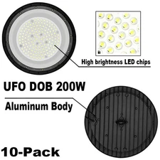 10Pack HIGH BAY LED UFO 200w Factory Warehouse Commercial  Light Fixtures