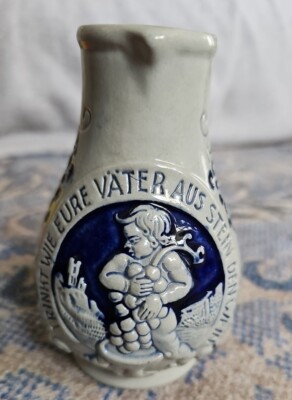 VINTAGE German Pitcher  Trinkt Wie Eure Vater Aus Stein Den Wein''/signed WW