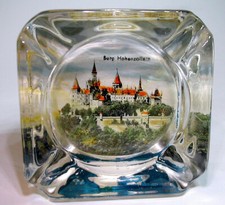 antyczny / stary pamiątkowy zamek pamiątkowy HIGHZOLLERN szklany motyw popielniczka popielniczka. TOP