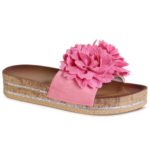 Damenschuhe Plateau Pantoletten Sandalen Blumen Slipper Latschen Schlappen - Bild 6 von 11