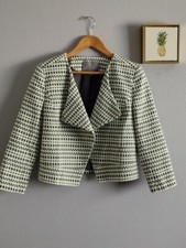 Classiques Entier Green Tweed Crop Blazer Jacket Womens XS Bracelet Sleeve