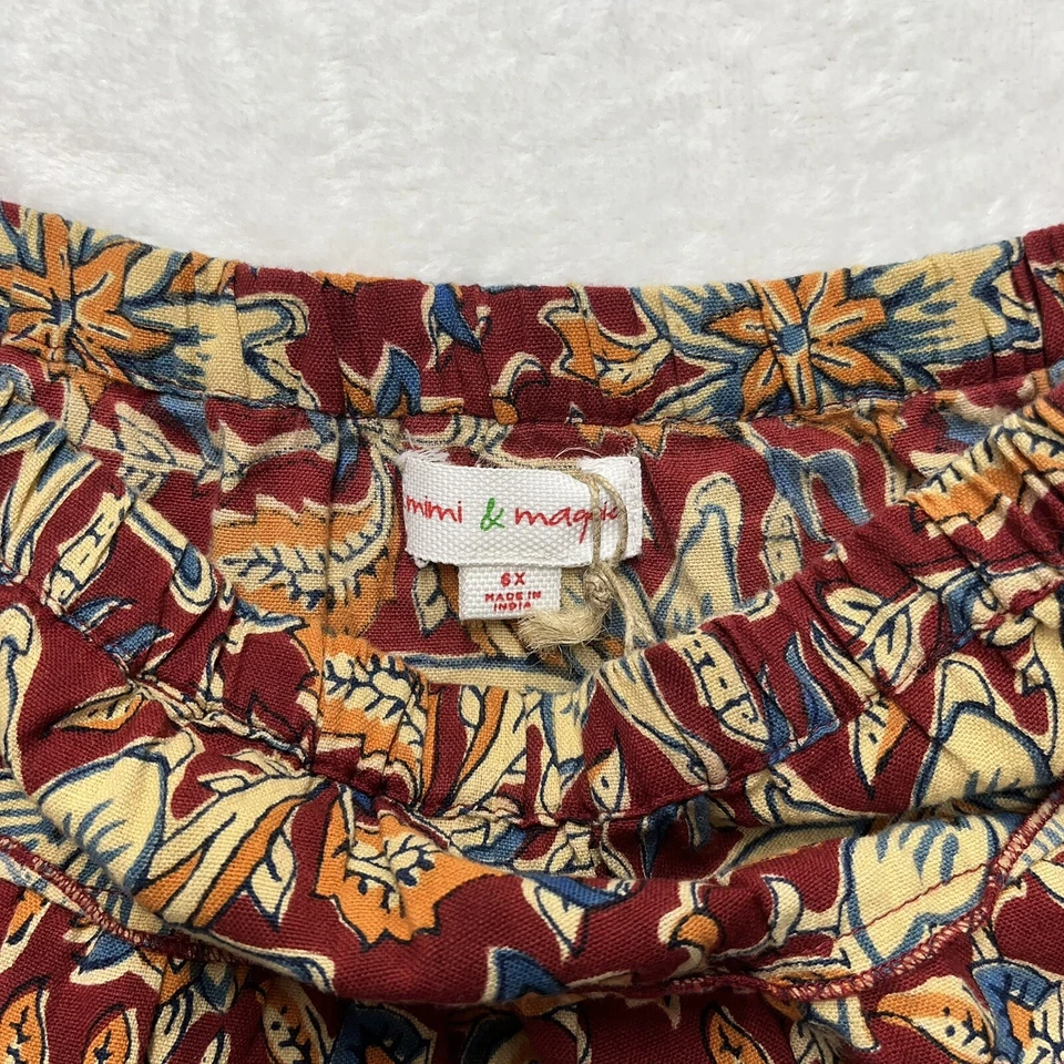 Mimi & Maggie Ruffle Skirt Girls Size 6 Boho Plaid Floral Tiered - Image 3 of 4