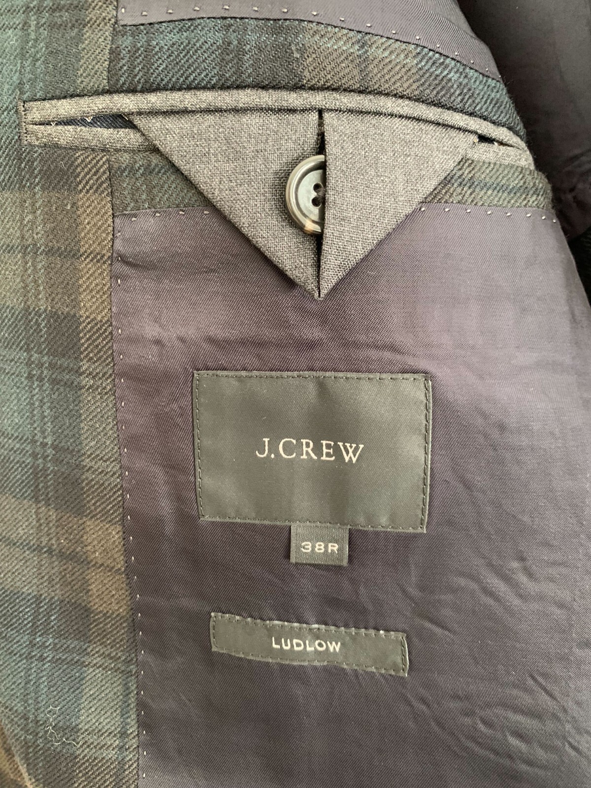 J. Crew Ludlow Suit Black Watch Tartan Plaid 38R 31x32 Slim Fit Blue Brand New