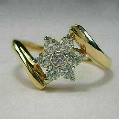 2.50Ct Round Lab-Created Diamond & Engagement Bypass Ring 14K Yellow Gold Finish