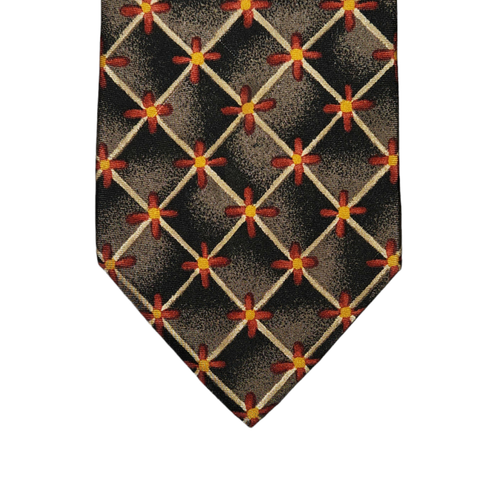 BOSS Hugo Boss Necktie Tie Mens Gray Black Red Yellow Floral Silk Made ...