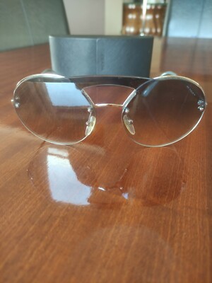 Prada Silver Rimless Sunglasses SPR 65T Gray Gradient Lenses Case Dustcloth Prada SPR 65T Round Gray Mirrored Women Sunglasses | eBay main image 2