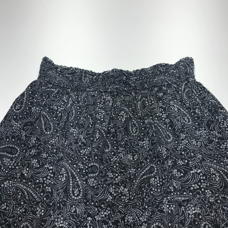 Falda Antigua Azul Marino Para Mujer Talla Mediana Negra Estampado Paisley Informal Columpio Forrada Pull On Foto 3 de 4