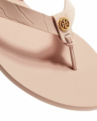 Tory Burch T Thong MANON Sandals Blush Leather Flat Shoes Flip Flops 10.5 Slides 888736324061 | eBay