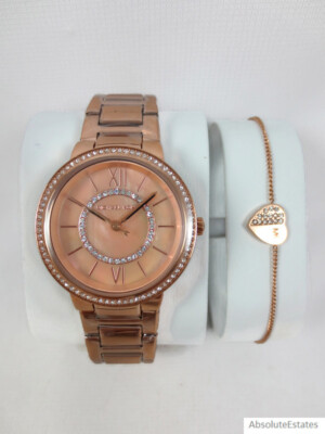 NEW Michael Kors Gabbi Rose Gold Crystal Watch & Heart  display picture 2