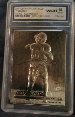 tom brady holographic card Showcasing Tom Brady with the 2006 Flair Showcase Holo #57. The card explodes with vibrant holographic foil that shifts from one color to the next in the light, framing the action like
