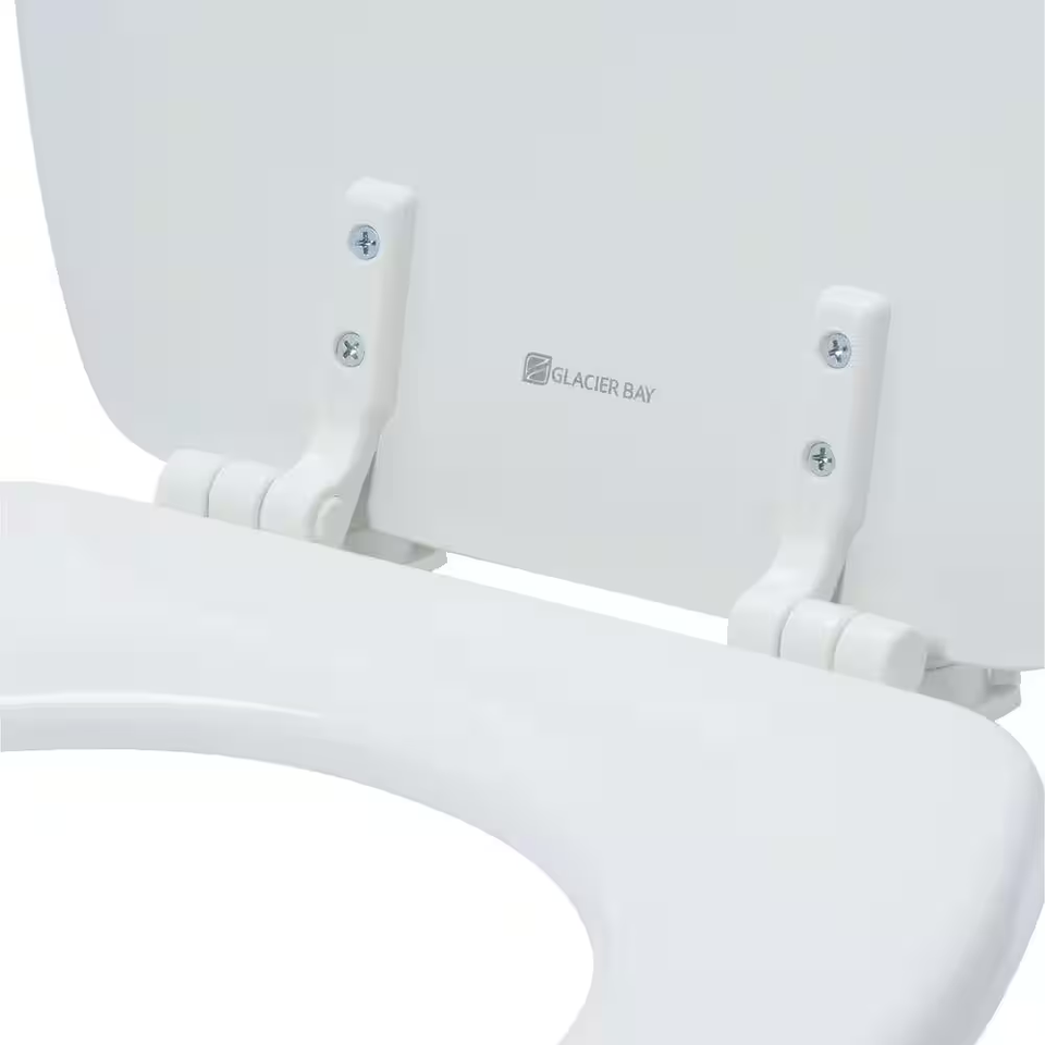 Elongated Closed Front Soft Toilet Seat White Enameled Wood Standard