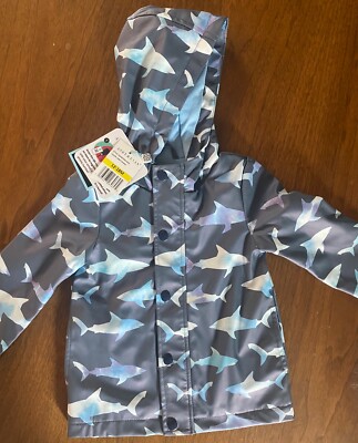 Andy & Evan Kids Rain Jacket Navy Shark Raincoat 12-18M NWT