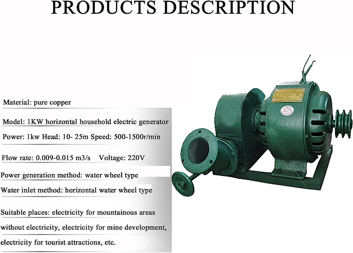 Générateur Hydroélectrique Pelton 1500W - 220V - Turbine à Eau Horizontale - Neuf