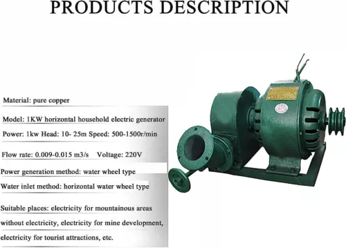 Generador hidroeléctrico 2000W 220V impulso horizontal rueda Pelton turbina de agua - Imagen 11 de 21