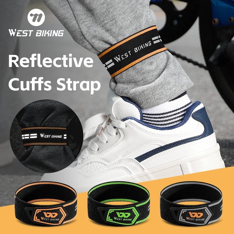 WEST BIKING Bicycle Pant Leg Cuffs Straps Reflective Safety Elastic Ankle Band