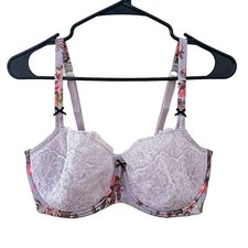 Victoria's Secret Floral Lace Balconnette Bra - Purple, 36DDD