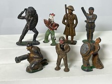 VINTAGE ANTIQUE CIRCA 1940S ARMY TOY SOLDIER LEAD FIGURE LOT of 7