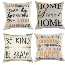 WONDER4 DECORATIVE QUOTE WORDS PILLOW CASE COTTON LINEN SQUARE DECORATIVE THROW