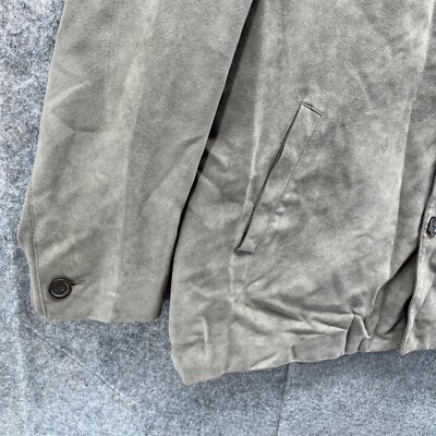 Pronto Uomo Jacket Men XL Adult Brown Trench Coat Pockets Suede