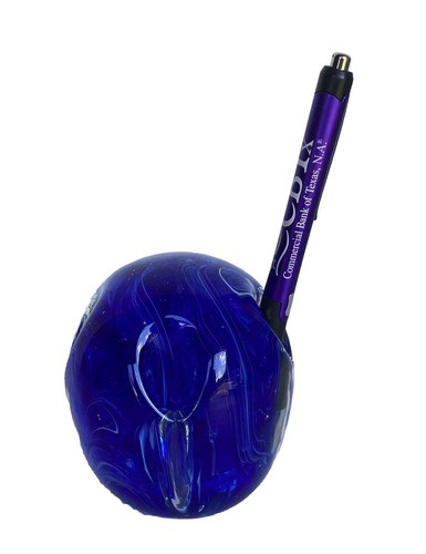 Portapenne/matite vintage in vetro con scorie blu di Gentile Glass alto 3-1/2" - Foto 1 di 10